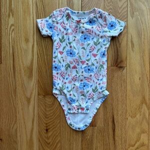 Carters 12M Floral Onesie T-Shirt- Baby Girl
